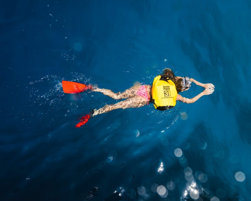 Snorkeling with a dry bag